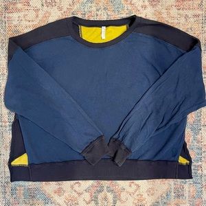 Free People FP Movement Navy Blue Sunburst  Crop Sweater Top Small